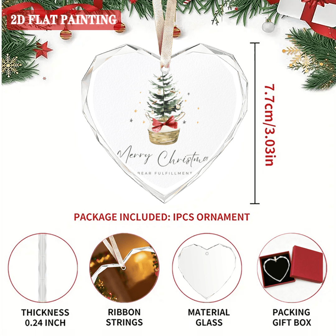 Heart-Shaped Crystal Glass Ornament - Ship from USA