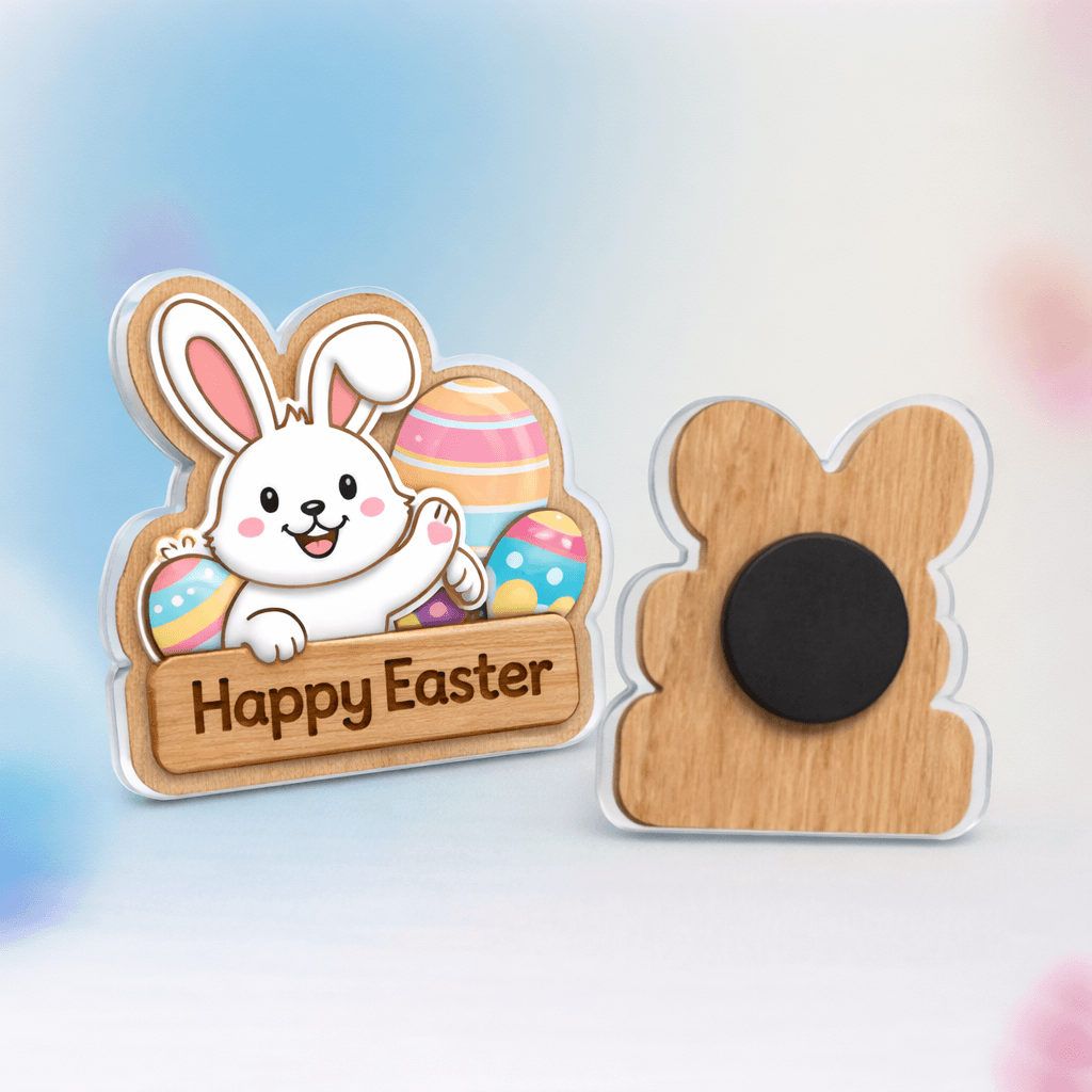 Wood - Acrylic Custom Shape Magnets 2 layer
